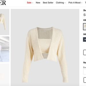 Short Plush Knitted Tube Top & Cardigan